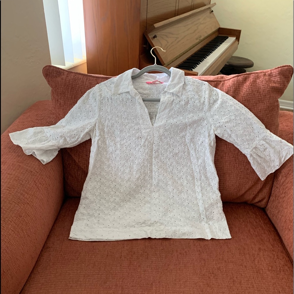 Lilly Pulitzer Small White Tunic Keyhole Shirt